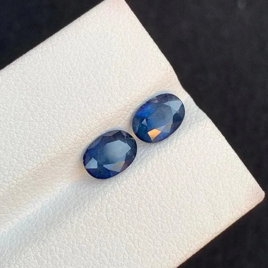 2.55 Carat Ceylon Sapphire Pair: Faceted Oval Gems (12.2 x 10.2 x 8.4 MM) - Splendor Gems