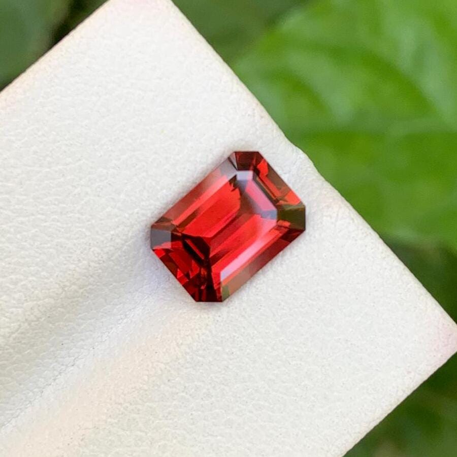 Natural Red Garnet Stone: 2.90 CTS Emerald Cut Loose Gemstone