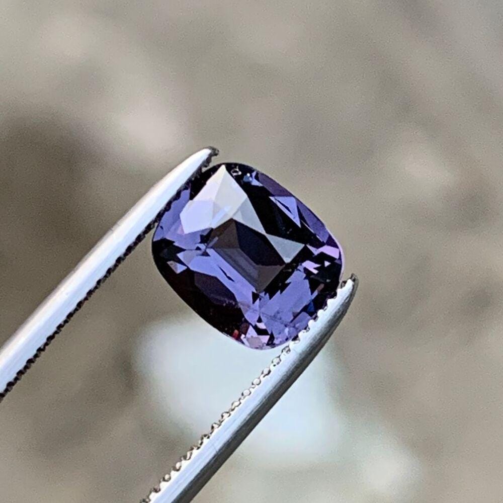 Gray Spinel Gemstone: 1.25 Carat Cushion Cut, Burma Origin