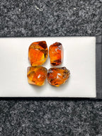 Rough Mandarin Citrine: Natural Untreated Orange Gemstone, Brazil (23 Gram, 4 Pieces)