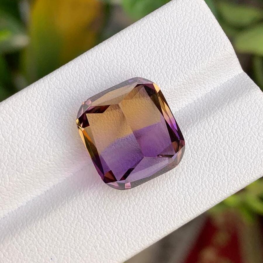 Natural Bolivia Ametrine Stone: 16.15 Carat Faceted Custom Cut
