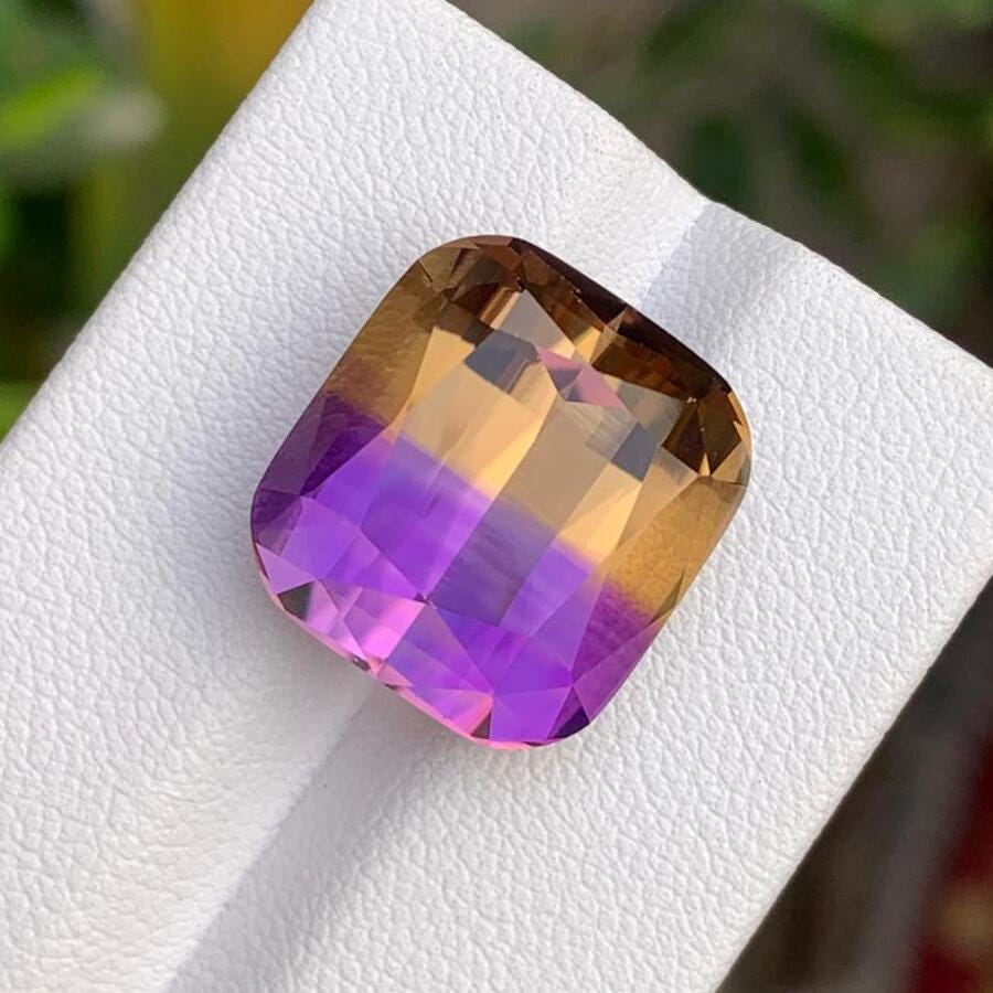Natural Bolivia Ametrine Stone: 16.15 Carat Faceted Custom Cut