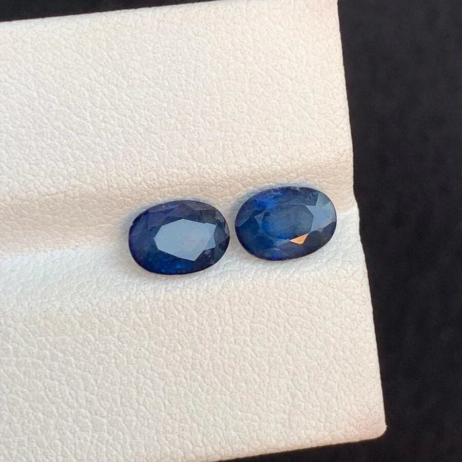 2.55 Carat Ceylon Sapphire Pair: Faceted Oval Gems (12.2 x 10.2 x 8.4 MM) - Splendor Gems