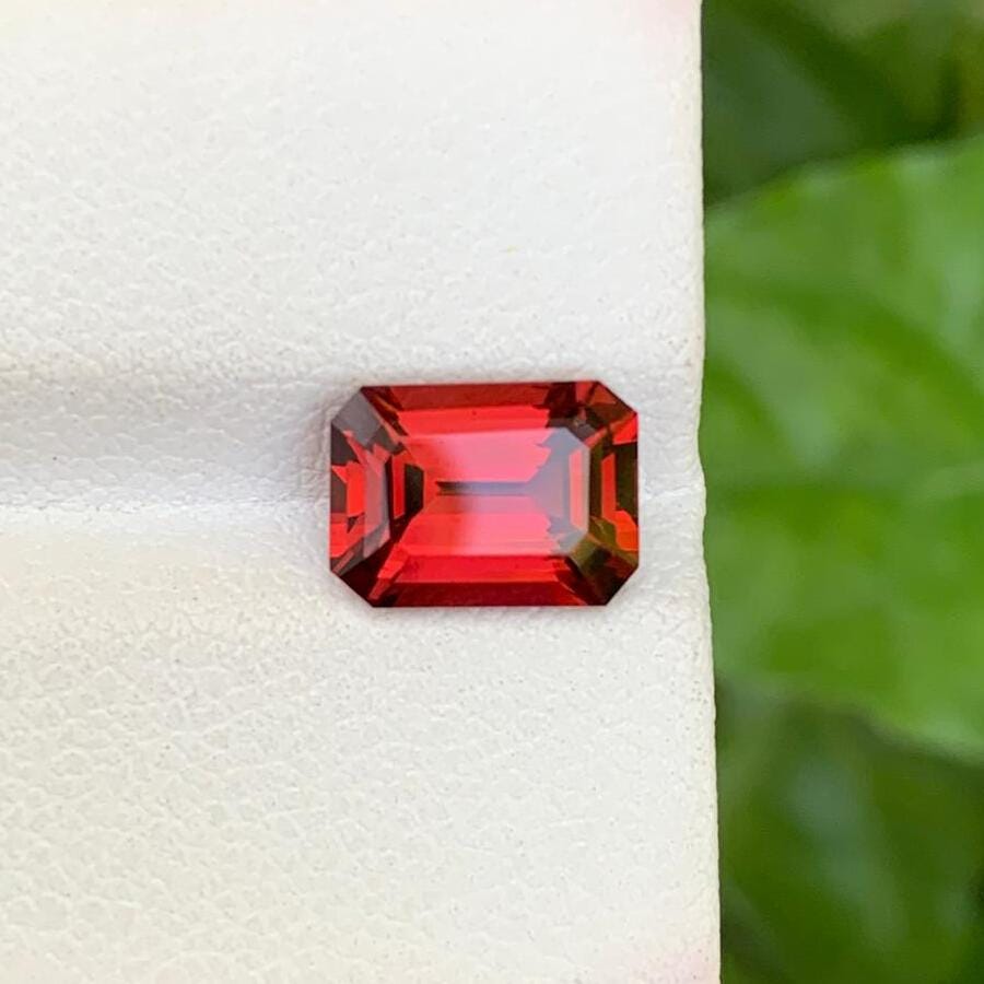 Natural Red Garnet Stone: 2.90 CTS Emerald Cut Loose Gemstone