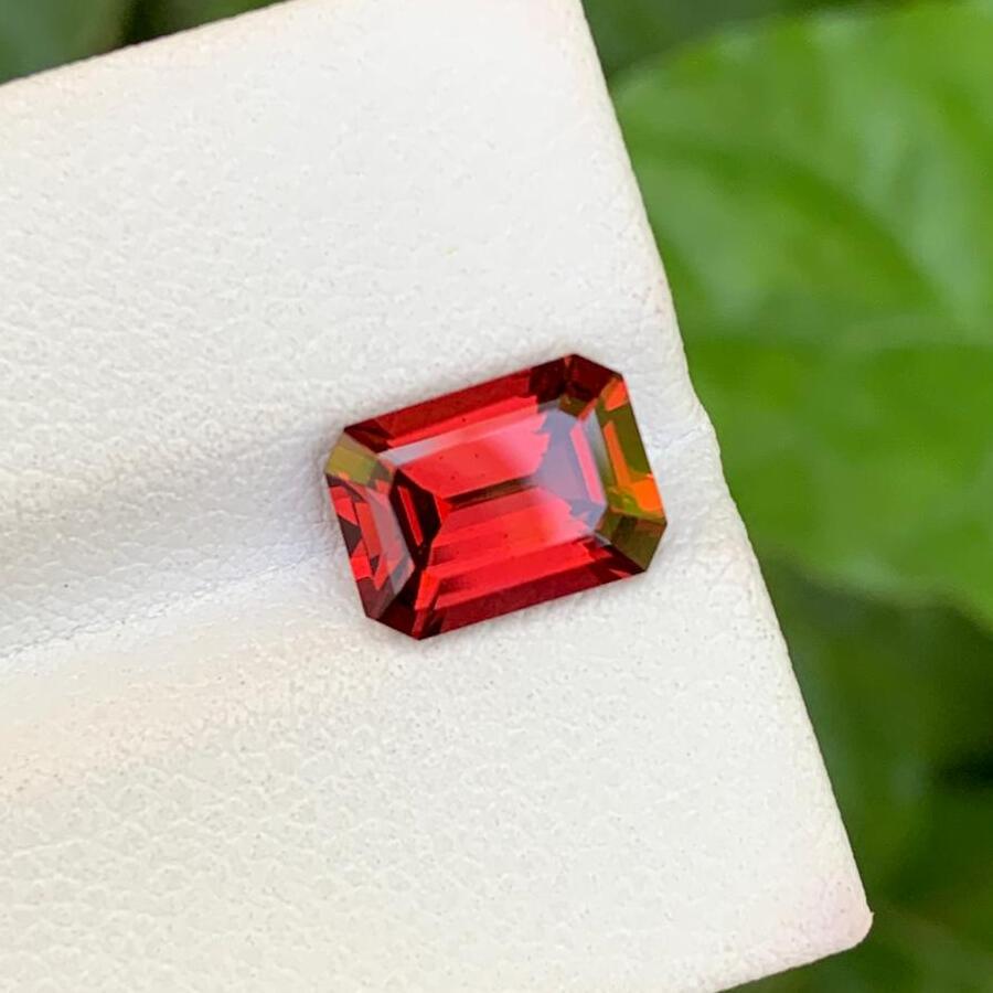 Natural Red Garnet Stone: 2.90 CTS Emerald Cut Loose Gemstone