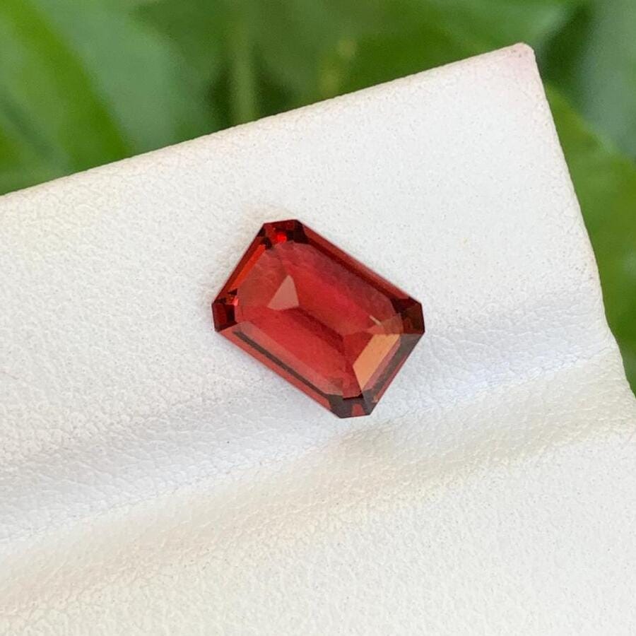 Natural Red Garnet Stone: 2.90 CTS Emerald Cut Loose Gemstone