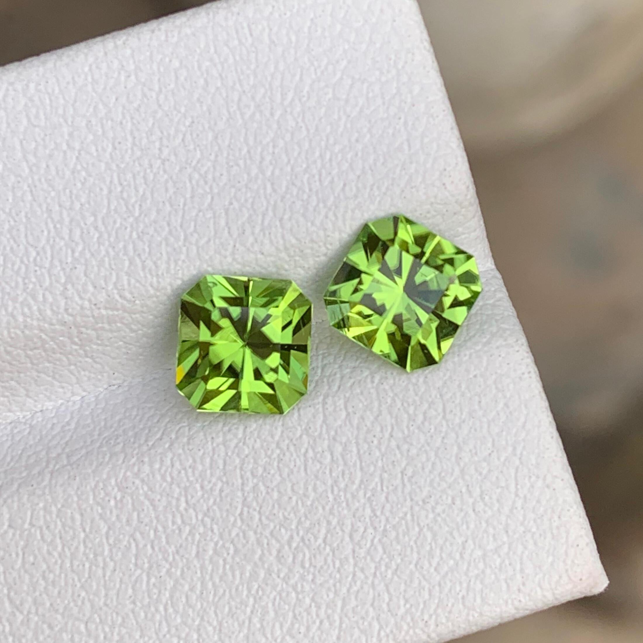 Flower Cut Peridot Gemstone Pair | Green Jewelry Stones