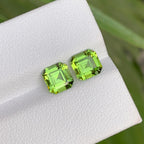 Natural Green Peridot Pair | Square Cut Gemstone, 2.30 CTS