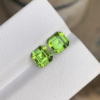 Natural Green Peridot Pair | Square Cut Gemstone, 2.30 CTS