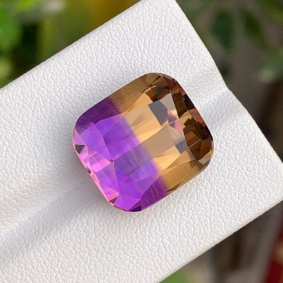 Natural Bolivia Ametrine Stone: 16.15 Carat Faceted Custom Cut