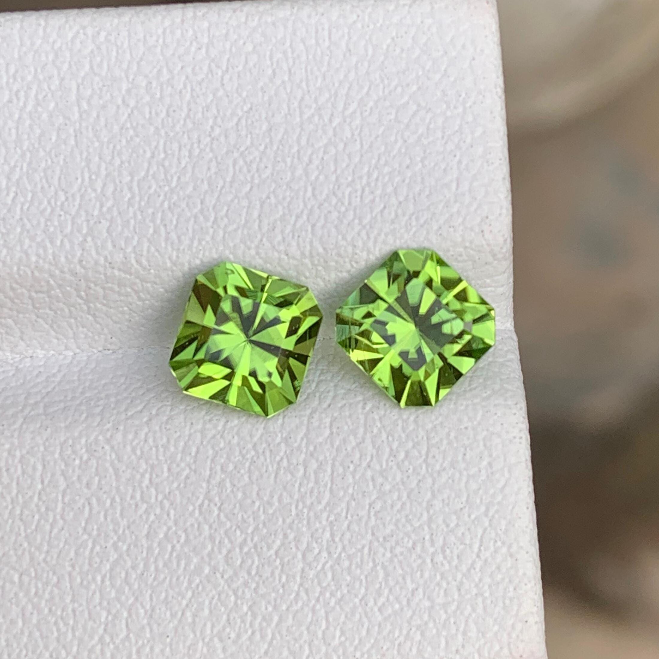 Flower Cut Peridot Gemstone Pair | Green Jewelry Stones