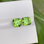 Natural Green Peridot Pair | Square Cut Gemstone, 2.30 CTS