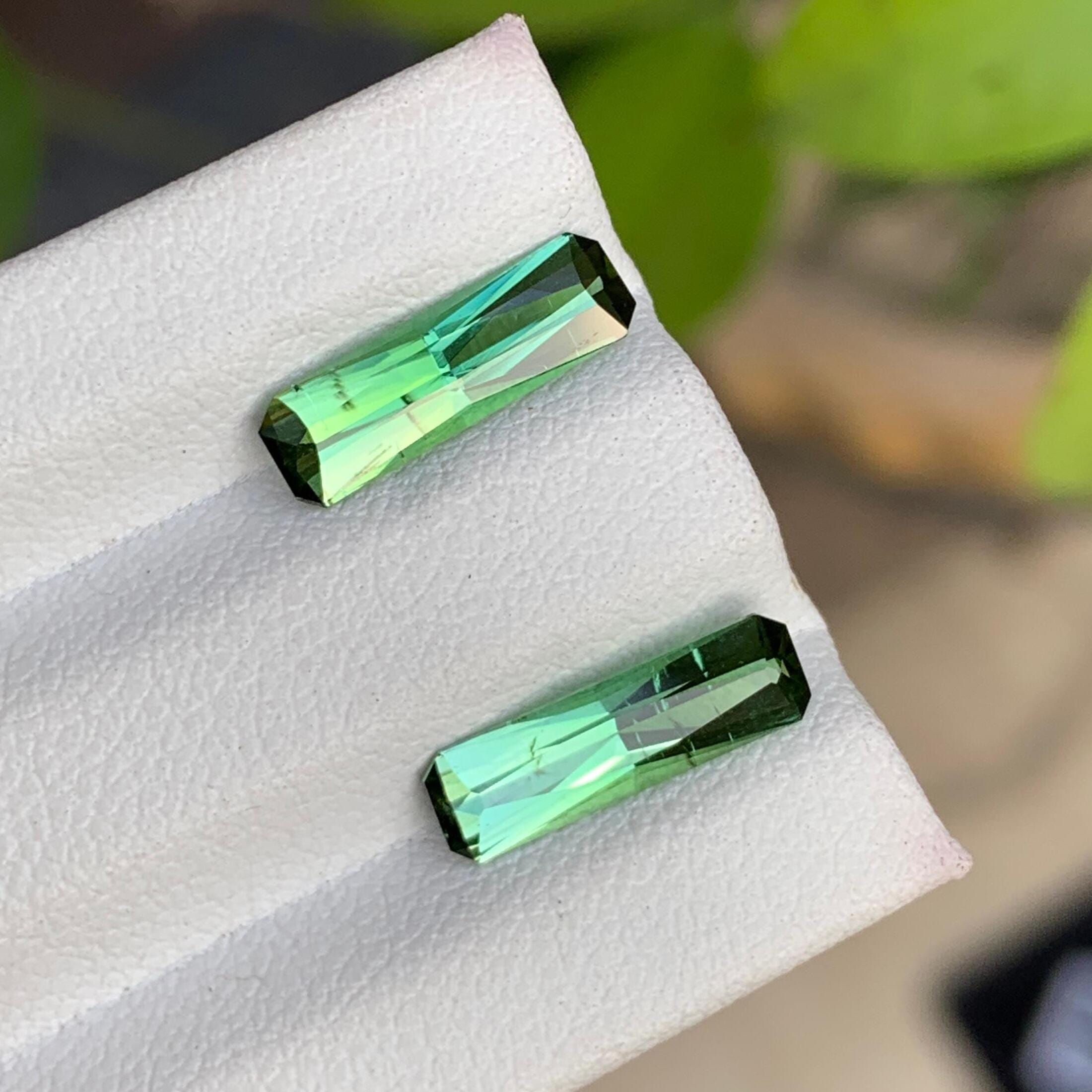 Scissor Cut Tourmaline | 3 CTS | 13.1 x 3.8 x 3.4 MM | Green Color Tourmaline For Earrings Secondary image