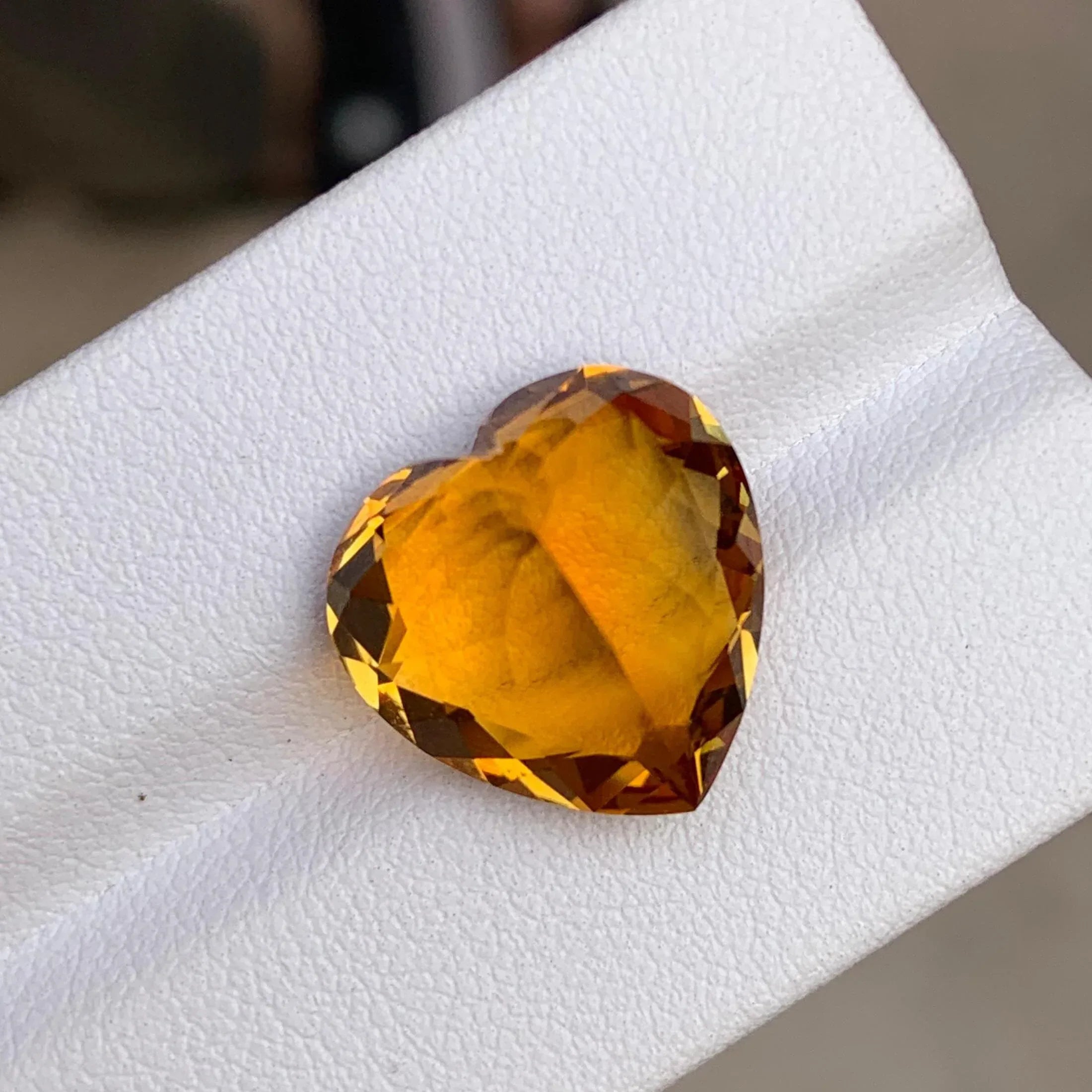10.60 Carat Heart Cut Mandarin Citrine: Loose Gemstone for Jewelry - Splendor Gems