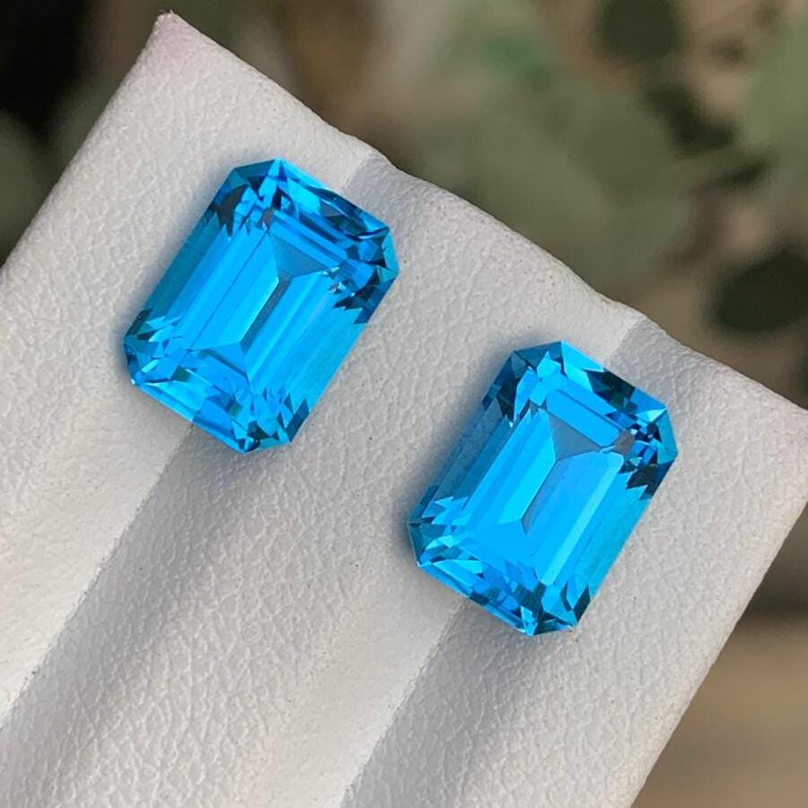 Swiss Blue Topaz Gemstone | Faceted Emerald Cut | 9.35 CTS | Main image