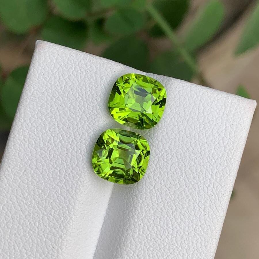 Rich Green Peridot Stone | Faceted Cushion Cut | 4.75 CTS | 7.8 x 7.6 MM