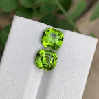 Rich Green Peridot Stone | Faceted Cushion Cut | 4.75 CTS | 7.8 x 7.6 MM