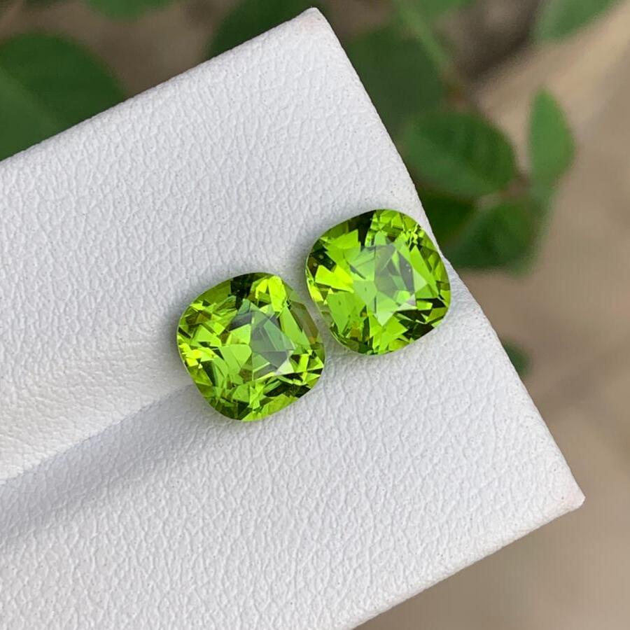 Rich Green Peridot Stone | Faceted Cushion Cut | 4.75 CTS | 7.8 x 7.6 MM