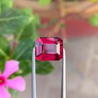Pinkish Red Garnet Gemstone | 4.20 carats | 9.5 x 8 x 5.5 MM | Emerald Cut Garnet | VVS Clarity