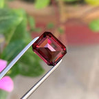 Pinkish Red Garnet Gemstone | 4.20 carats | 9.5 x 8 x 5.5 MM | Emerald Cut Garnet | VVS Clarity