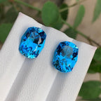 Swiss Electric Blue Topaz Pair | Faceted Fancy cut | Loupe Clean | 9.35 CTS
