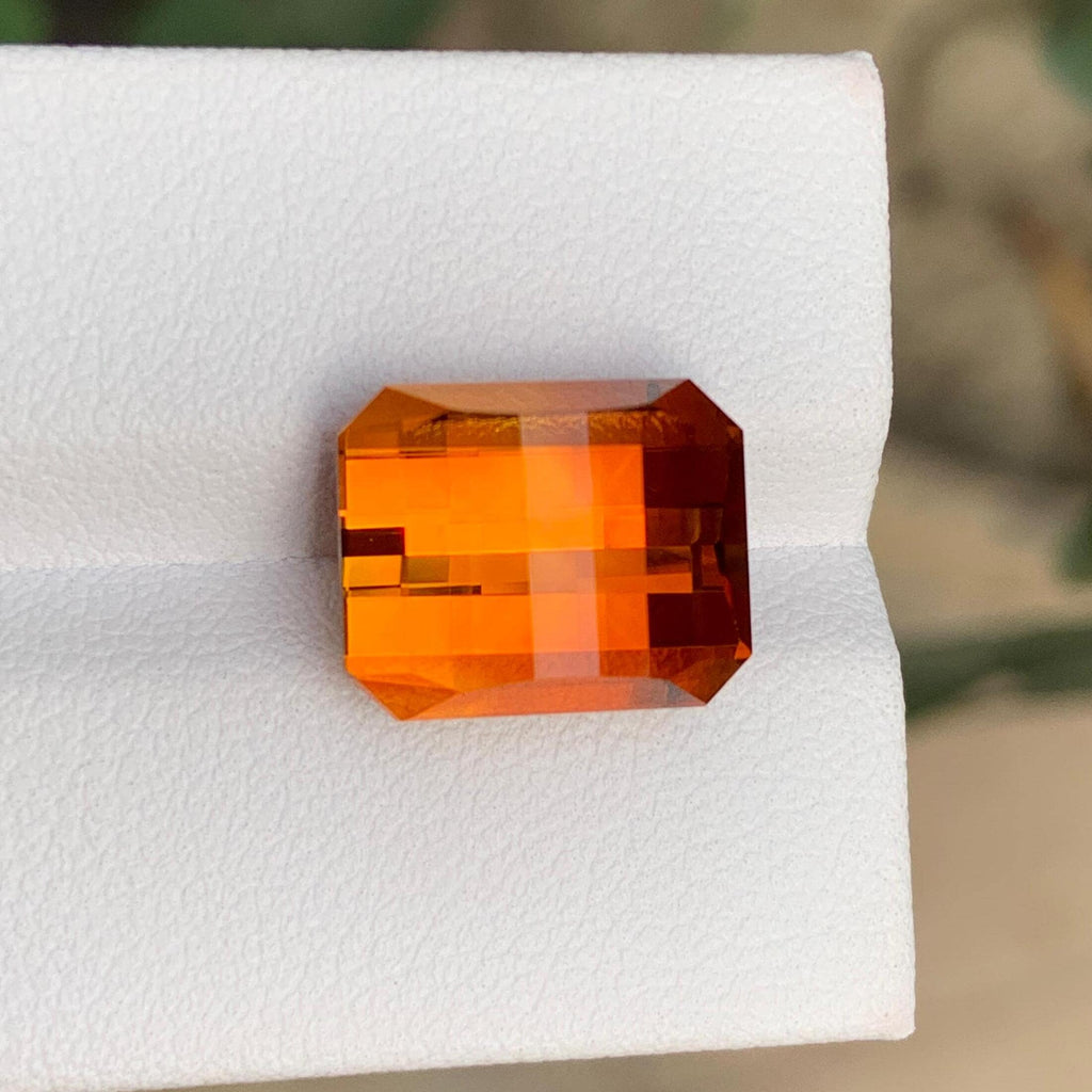 Pixel Cut Mandarine Citrine Gemstone | 8.15 CTS | Orange Color Citrine | 12.8 x 10.1 MM