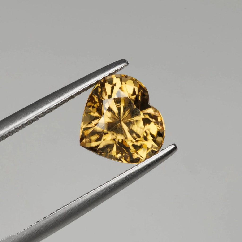 6.05 Carats Yellow Zircon | Heart Cut Natural Sri Lankan Gemstone | 10.3 x 9.5 x 7.3 - Splendor Gems