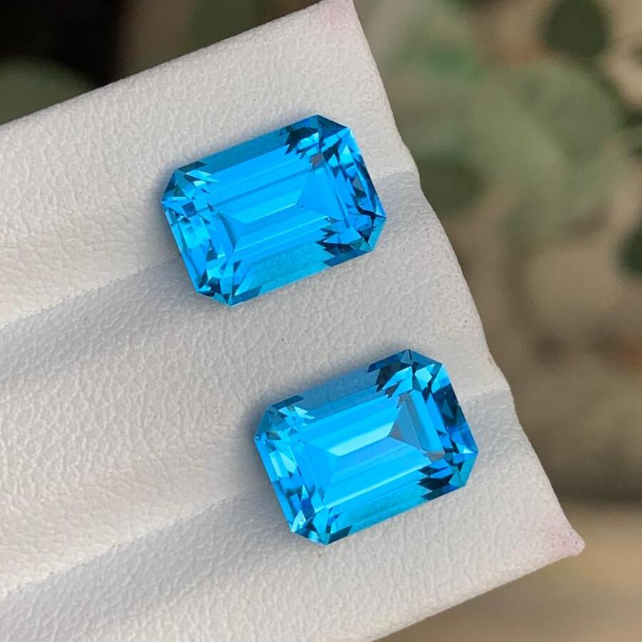Swiss Blue Topaz Gemstone | Faceted Emerald Cut | 9.35 CTS |
