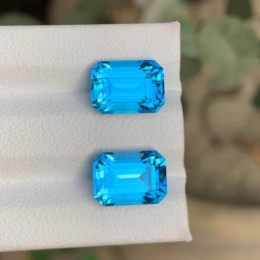 Swiss Blue Topaz Gemstone | Faceted Emerald Cut | 9.35 CTS | Secondary image