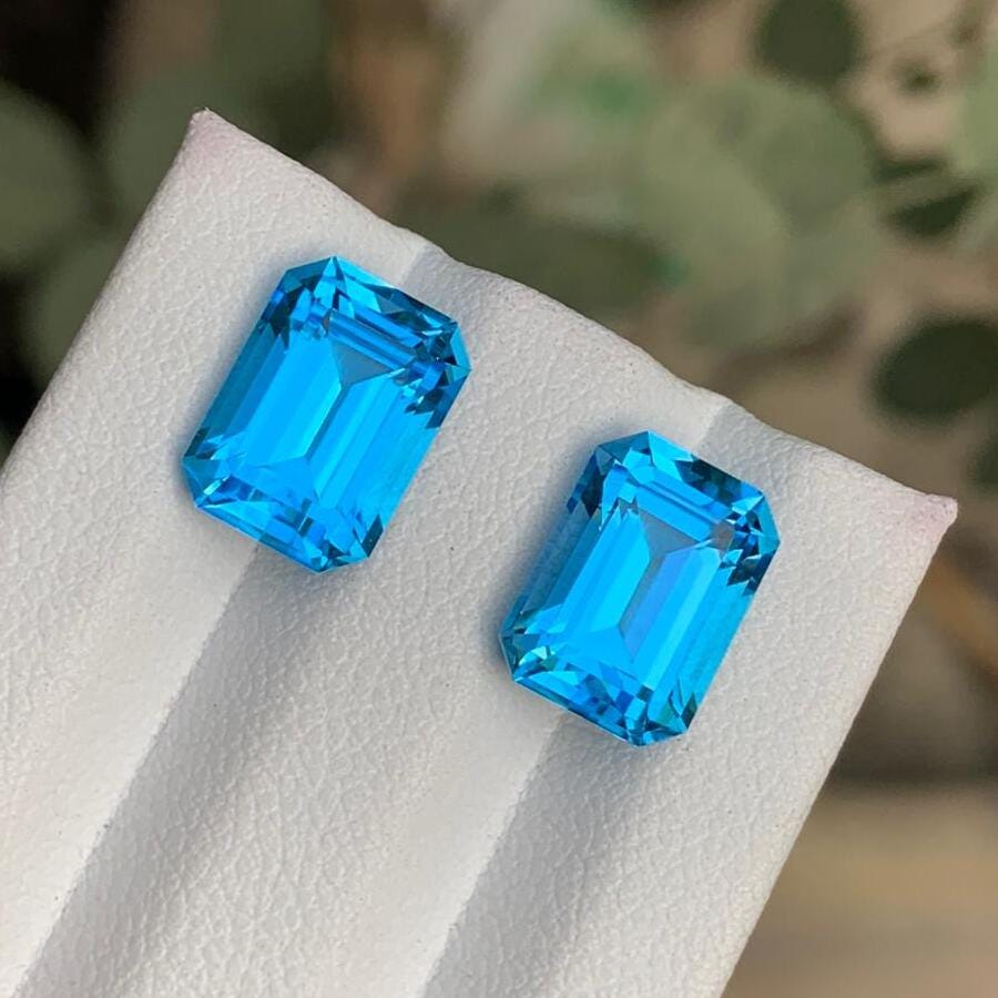 Swiss Blue Topaz Gemstone | Faceted Emerald Cut | 9.35 CTS |