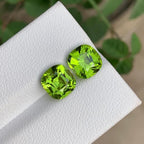 Rich Green Peridot Stone | Faceted Cushion Cut | 4.75 CTS | 7.8 x 7.6 MM