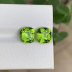 Rich Green Peridot Stone | Faceted Cushion Cut | 4.75 CTS | 7.8 x 7.6 MM