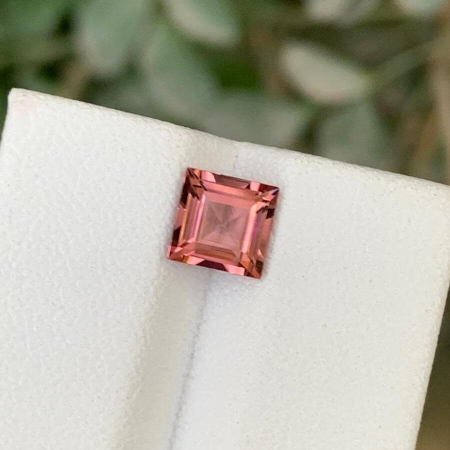 Ruddy Pink Tourmaline Gemstone | 1.20 CTS | Square Cut Tourmaline