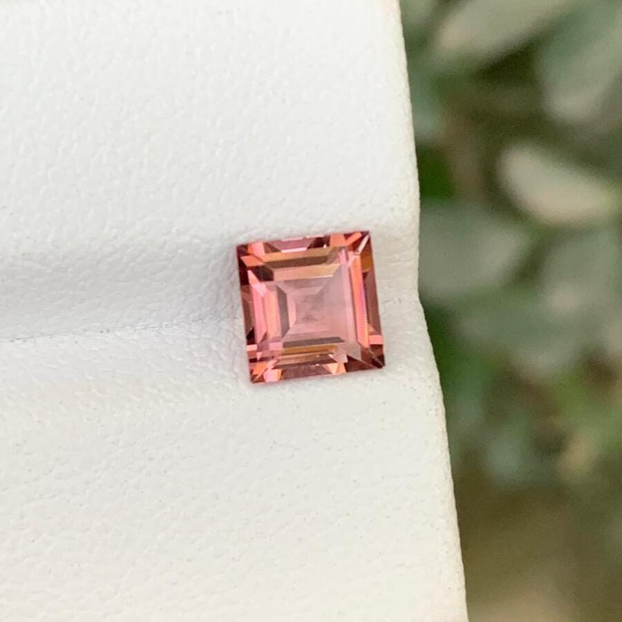 Ruddy Pink Tourmaline Gemstone | 1.20 CTS | Square Cut Tourmaline