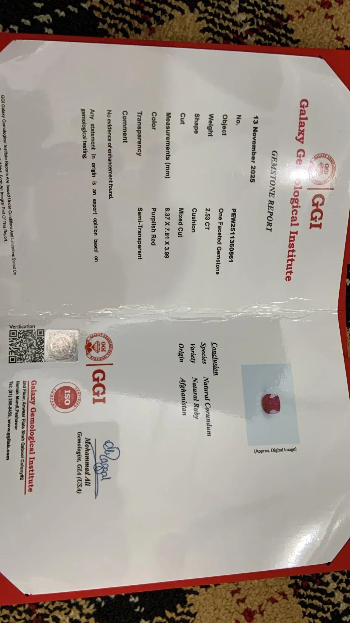 Pigeon Blood Ruby 2.53 Carat | Natural Unheated Rare Gemstone