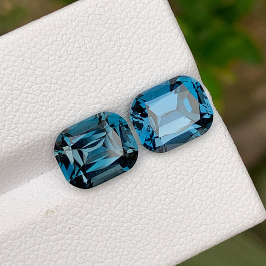 Faceted London Blue Topaz Pair