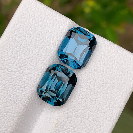 Faceted London Blue Topaz Pair