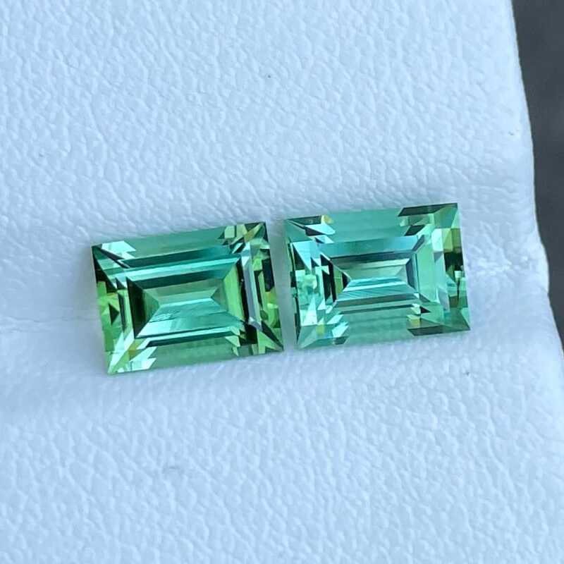 Natural Tourmaline Pair Stone, Rectangular Shape