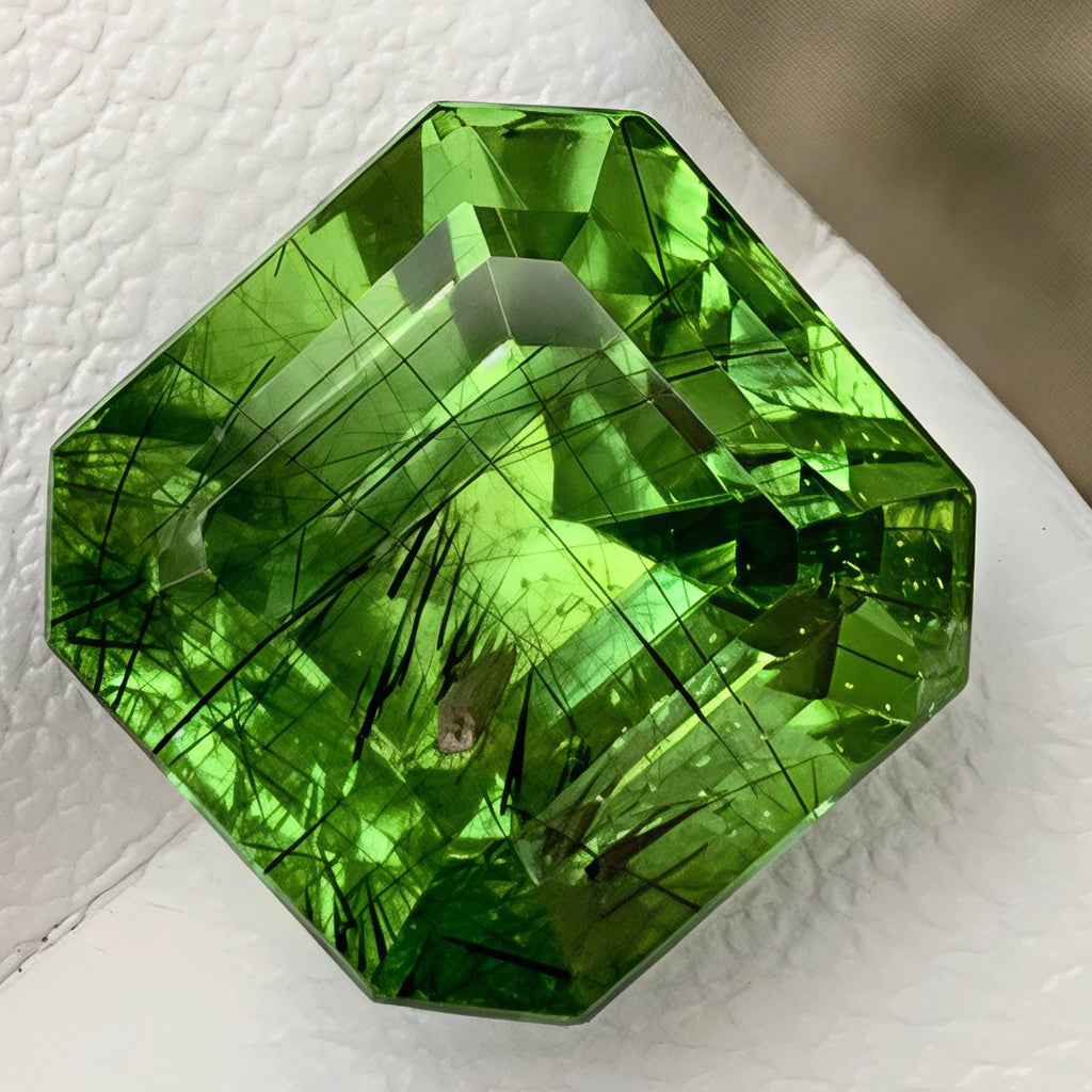 Natural Peridot 11.07 Ct Emerald Cut Octagon Loose Gemstone | Pakistan Peridot | SI Clarity Untreated Green Gem