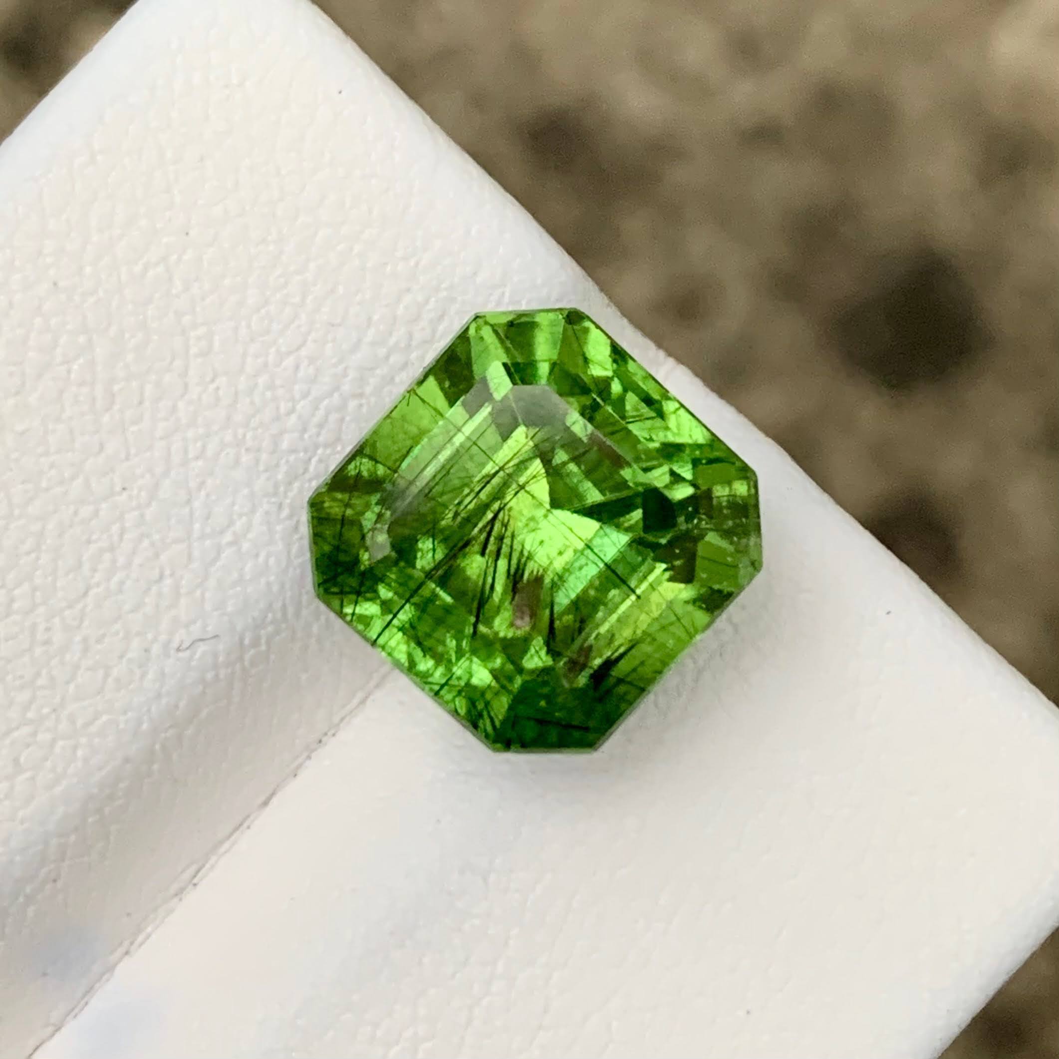 Natural Peridot 11.07 Ct Emerald Cut Octagon Loose Gemstone | Pakistan Peridot | SI Clarity Untreated Green Gem