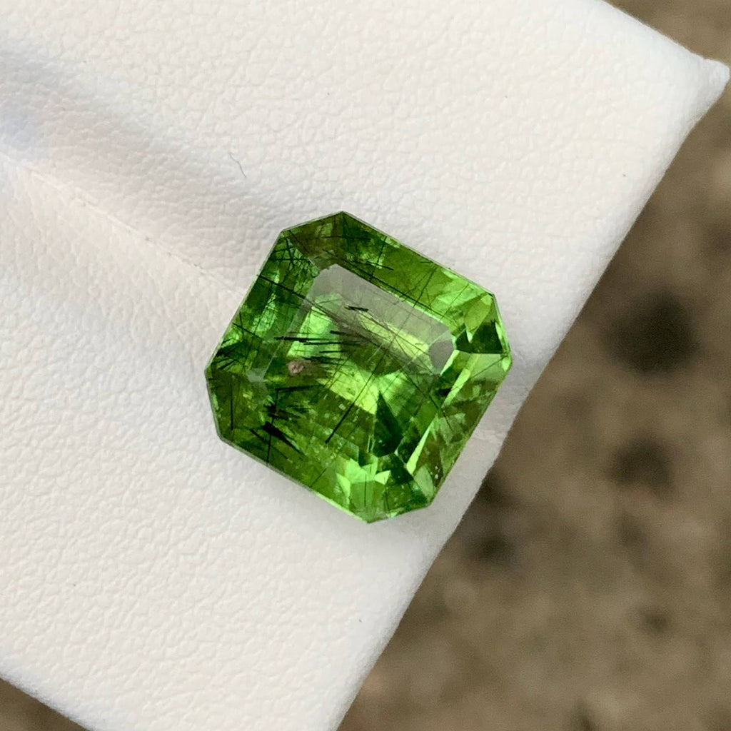 Natural Peridot 11.07 Ct Emerald Cut Octagon Loose Gemstone | Pakistan Peridot | SI Clarity Untreated Green Gem