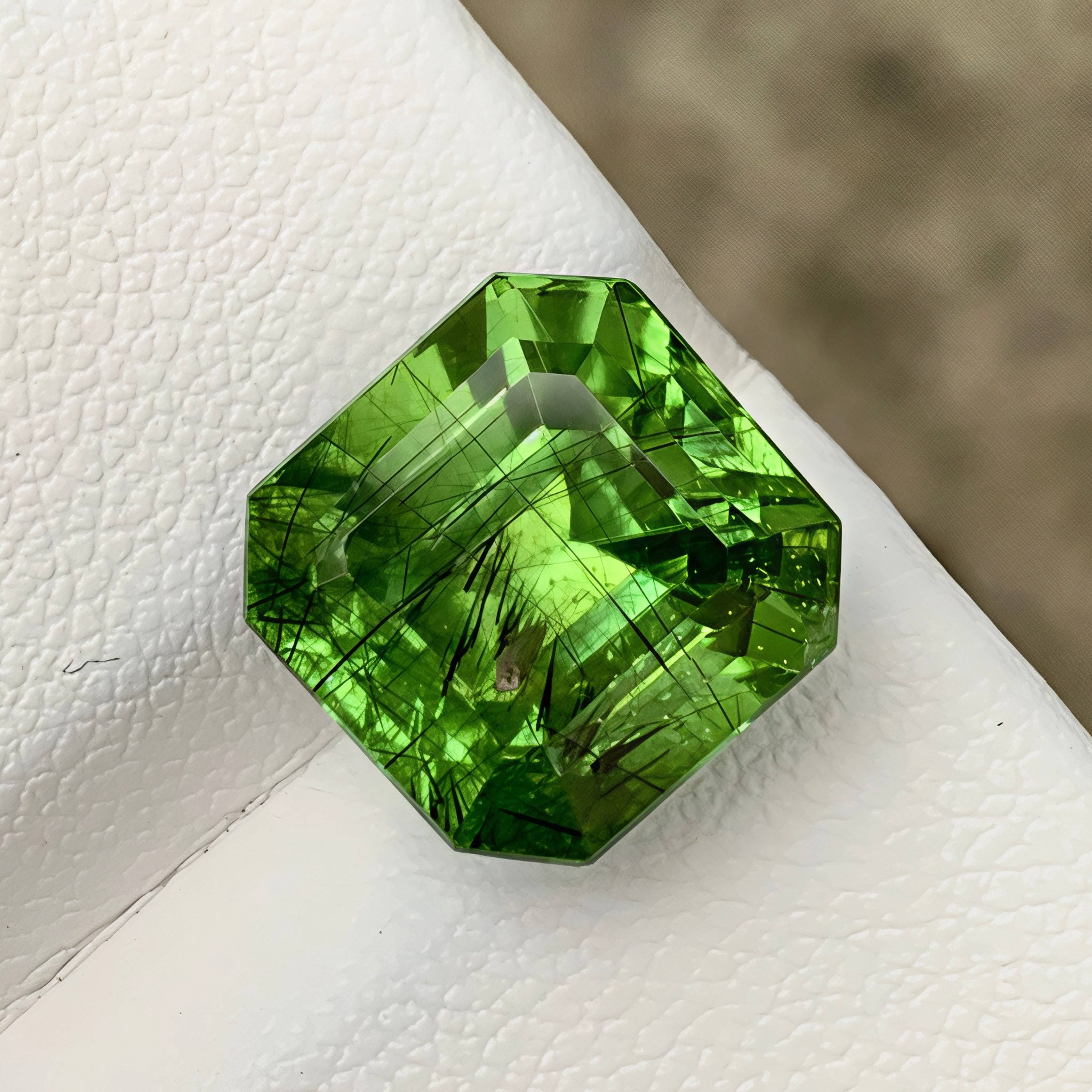 Natural Peridot 11.07 Ct Emerald Cut Octagon Loose Gemstone | Pakistan Peridot | SI Clarity Untreated Green Gem