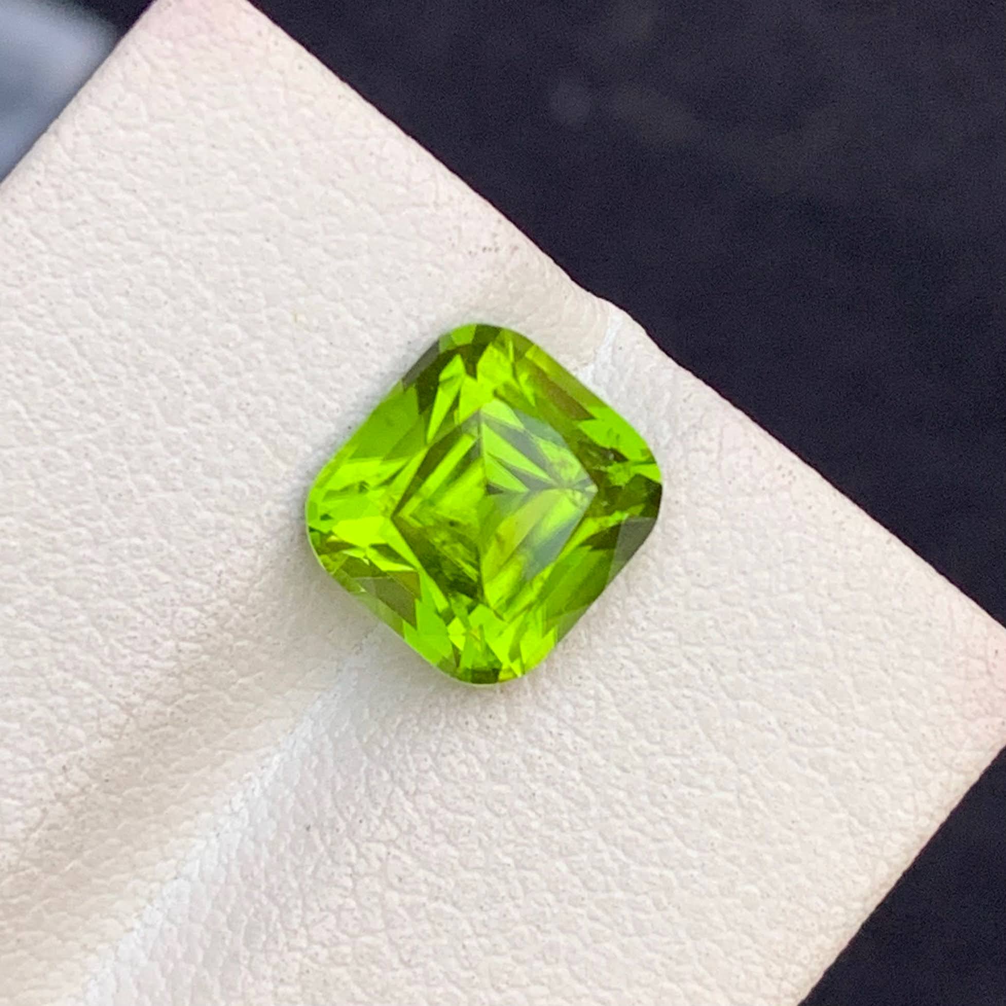Natural Peridot 3.65 Ct Loose Gemstone | Pakistan Green Peridot | Cushion Cut Untreated Gem | August Birthstone Jewelry Stone