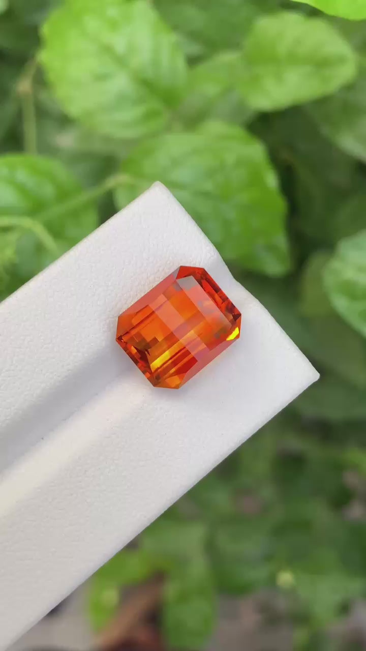 Pixel Cut Mandarine Citrine Gemstone | 8.15 CTS | Orange Color Citrine | 12.8 x 10.1 MM