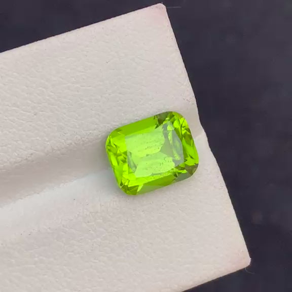 Natural Peridot 4.12 Ct Pakistan Green Loose Gemstone Cushion Cut Untreated August Birthstone