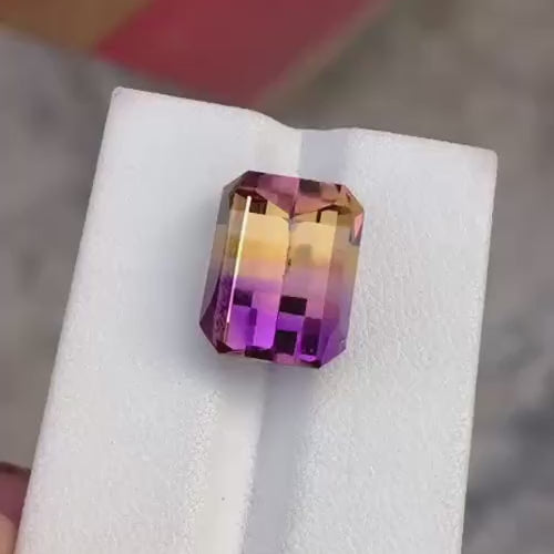 Bicolor Ametrine Gemstone: 10.45 Carat Pixel Cut | Bolivia Ametrine | AA Quality