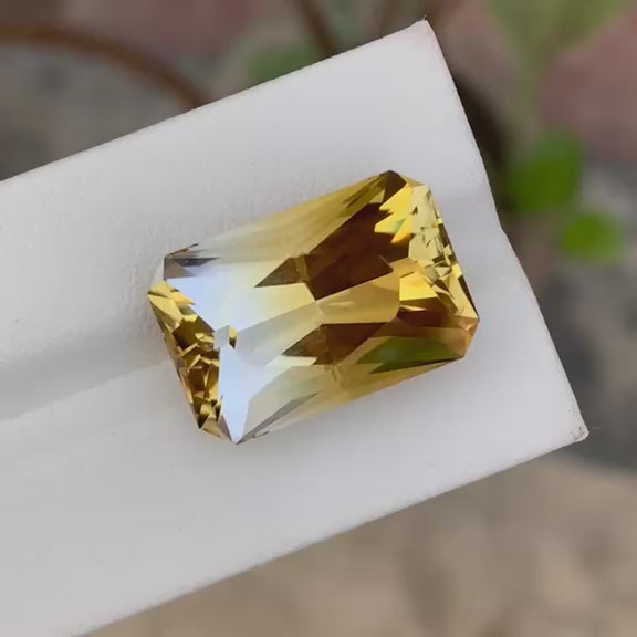 Natural Bicolour Citrine 20.92 Ct Brazil Pixel Cut Large Loose Gemstone Loupe Clean Yellow Citrine