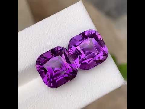 Natural Purple Amethyst Pair 17.37 Ct Matching Loose Gemstones | Eye Clean Brazil Amethyst | Untreated Jewelry Making Gems