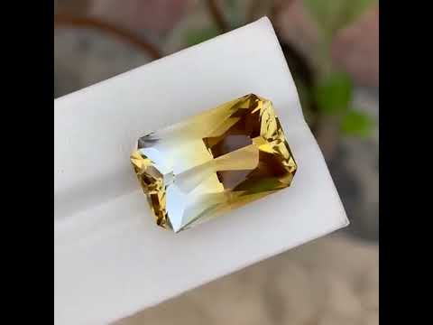 Natural Bicolour Citrine 20.92 Ct Brazil Pixel Cut Large Loose Gemstone Loupe Clean Yellow Citrine