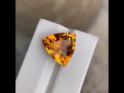 Natural Mandarin Citrine 11.90 Ct Trillion Cut Loose Gemstone | Eye Clean African Citrine | Untreated Golden Orange Fine Jewelry Gem